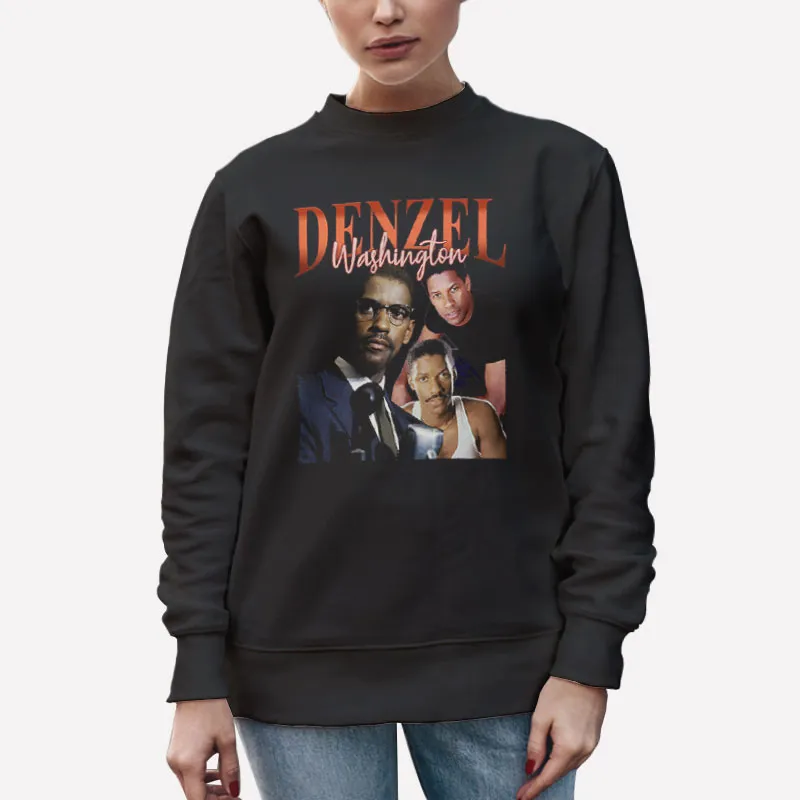 Unisex Sweatshirt Black Retro Vintage Denzel Washington Shirt