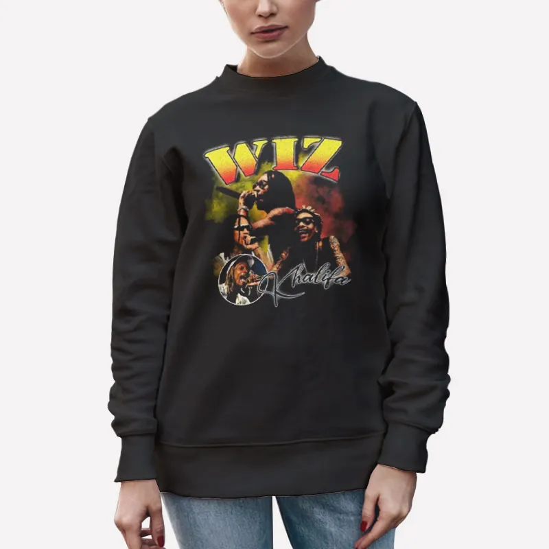 Unisex Sweatshirt Black Retro Vintage Hiphop Wiz Khalifa Tshirt