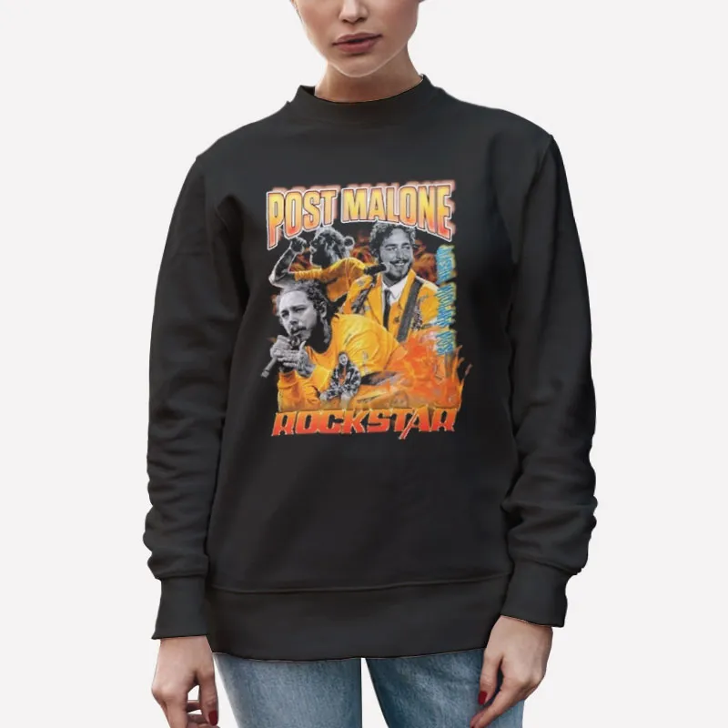 Unisex Sweatshirt Black Retro Vintage Rockstar Post Malone Shirt