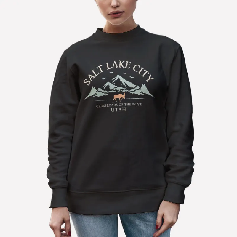 Unisex Sweatshirt Black Salt Lake City Utah Mountains Shirt