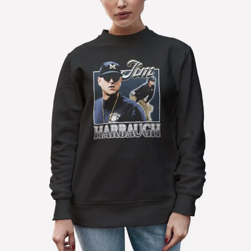 Unisex Sweatshirt Black Vintage University Football Coach Jim Harbaugh Shirt