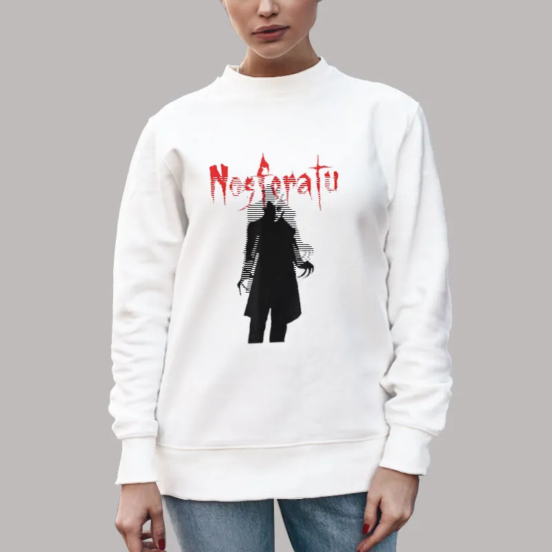 Unisex Sweatshirt White Halloween Horror Fear Nosferatu T Shirt