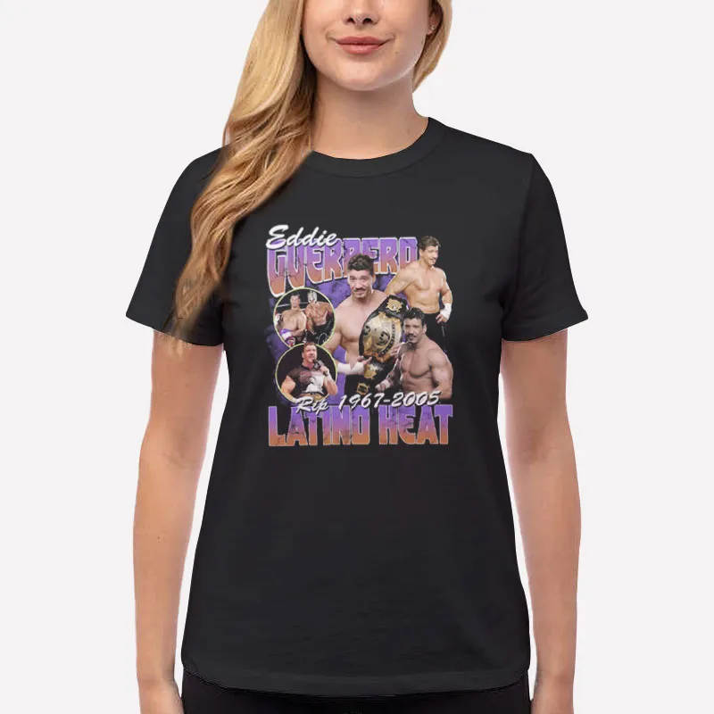 Women T Shirt Black 90s Vintage Latino Heat Eddie Guerrero Shirt