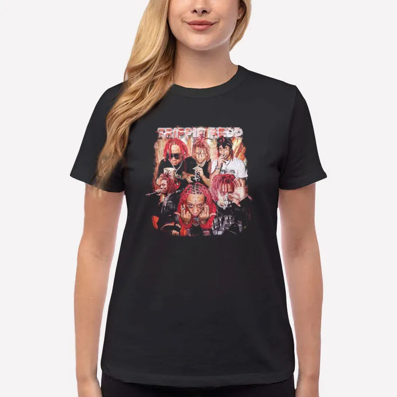 Women T Shirt Black 90s Vintage Raptee Rap Music Trippie Redd Sweatshirt