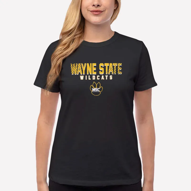 Women T Shirt Black College Wildcats Wayne State Sweatshirt
