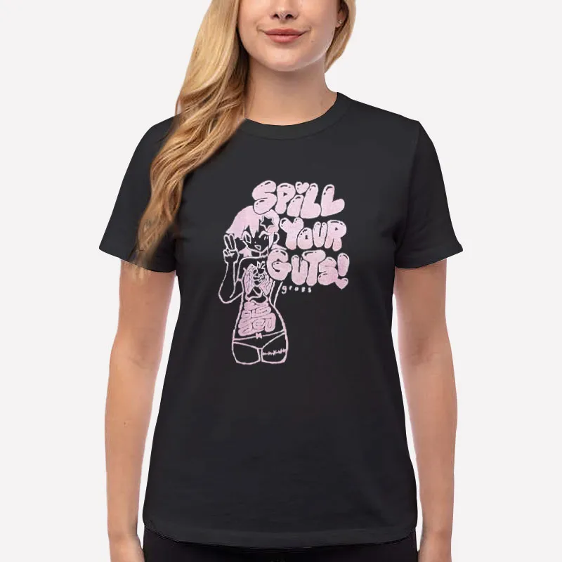 Women T Shirt Black Funny Spill Your Guts Shirt