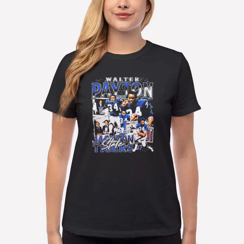 Women T Shirt Black Jackson Tigers State Walter Payton Sweatshirt