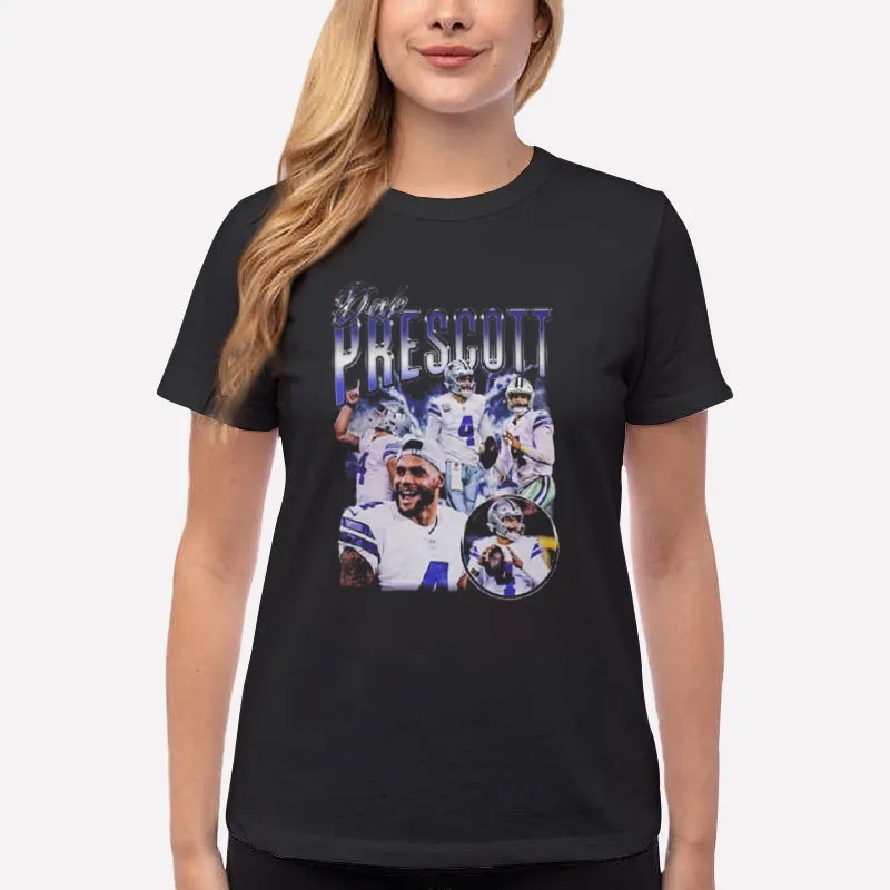 Women T Shirt Black Nfl Dallas Cowboys Dak Prescott Sweatshirt