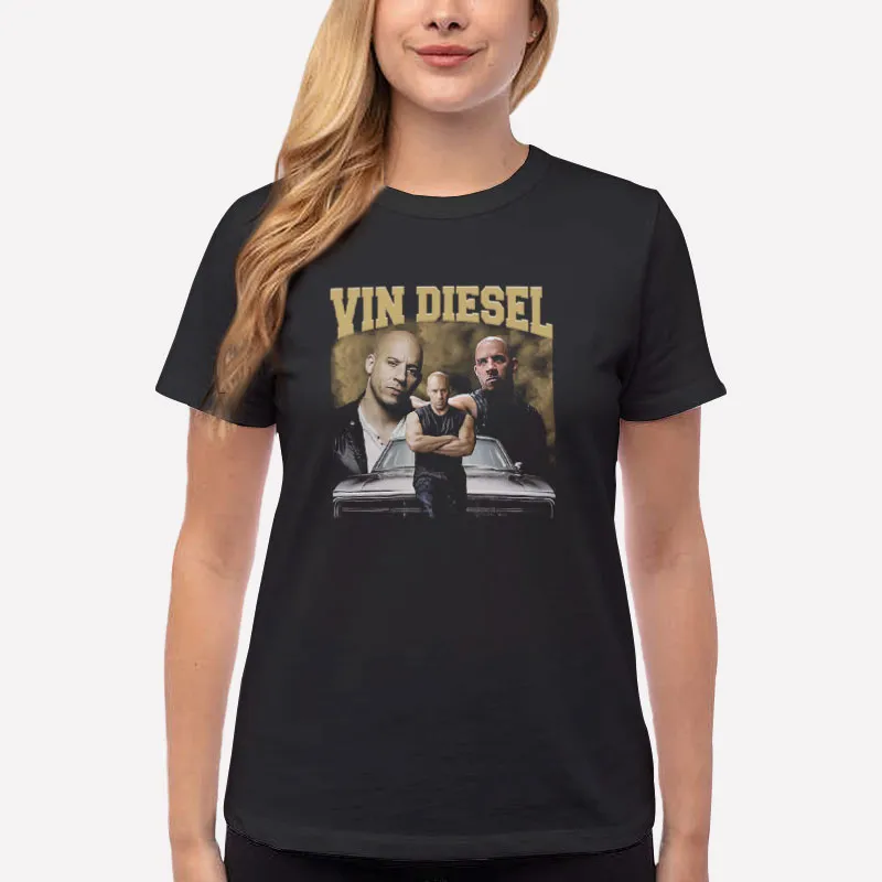 Women T Shirt Black Retro Fast And Furious Vin Diesel Shirt