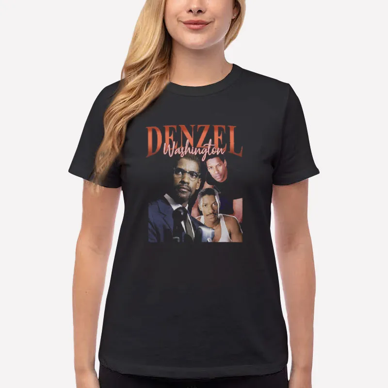 Women T Shirt Black Retro Vintage Denzel Washington Shirt