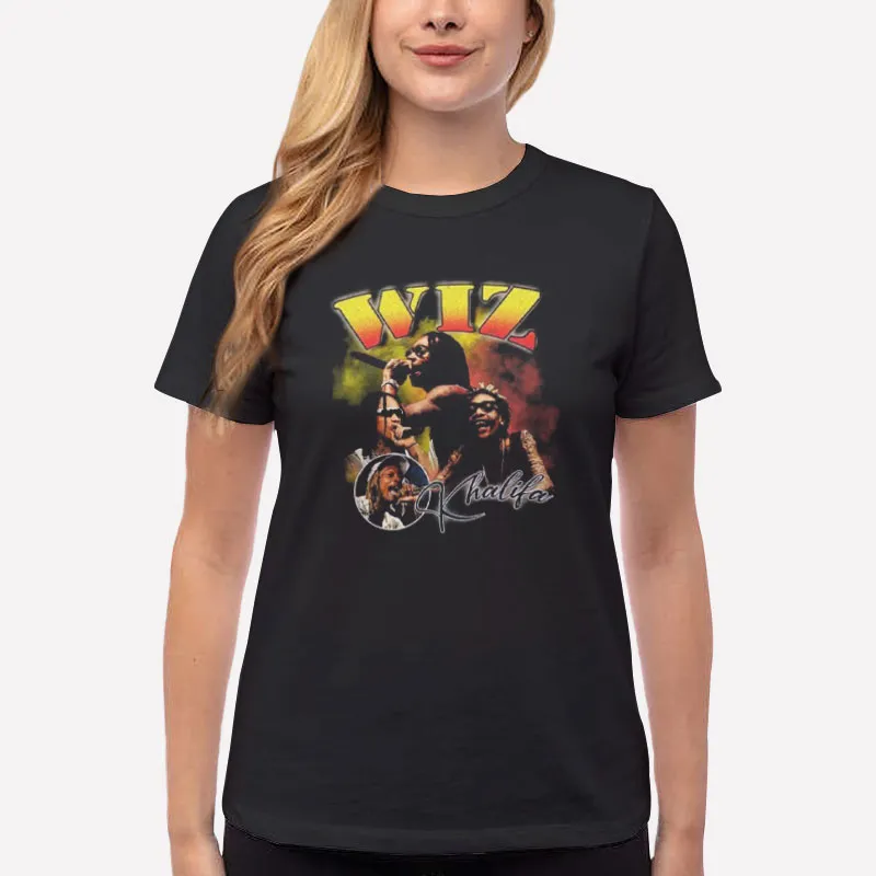 Women T Shirt Black Retro Vintage Hiphop Wiz Khalifa Tshirt