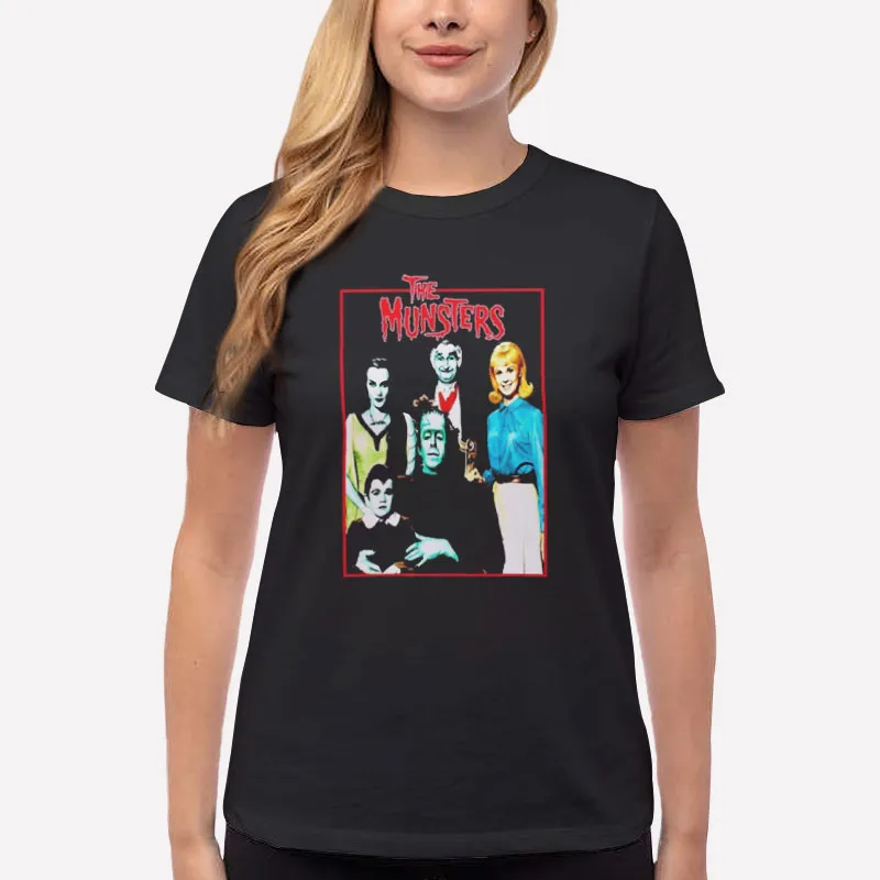 Women T Shirt Black Retro Vintage Horror Movie The Munsters Shirt