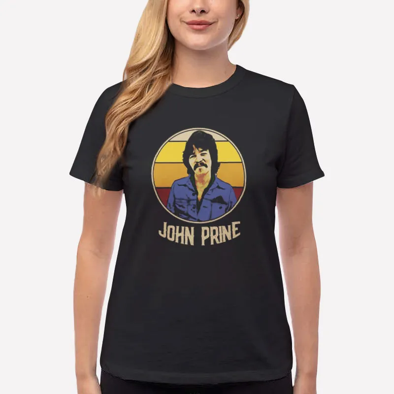 Women T Shirt Black Retro Vintage John Prine Sweatshirt