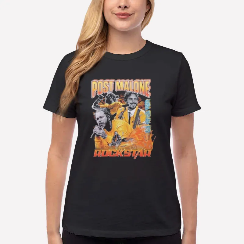 Women T Shirt Black Retro Vintage Rockstar Post Malone Shirt