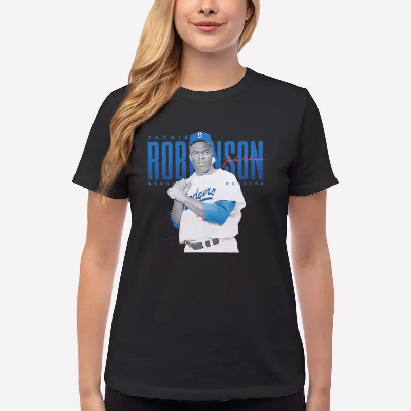 Women T Shirt Black Vintage Baseball Jackie Robinson Sweatshirt