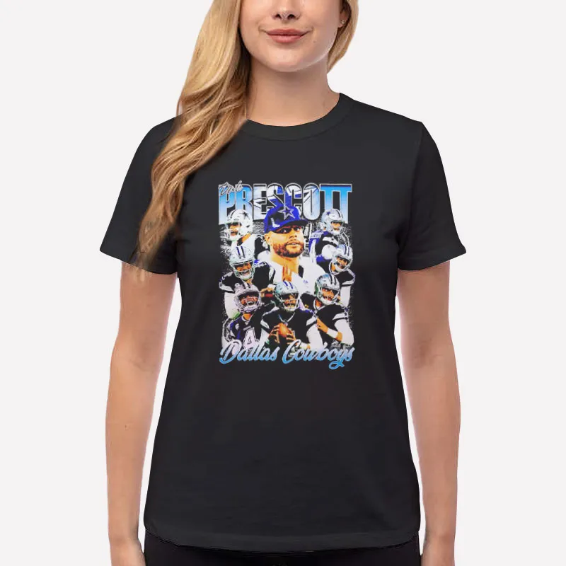 Women T Shirt Black Vintage Dallas Cowboys Dak Prescott Sweatshirt
