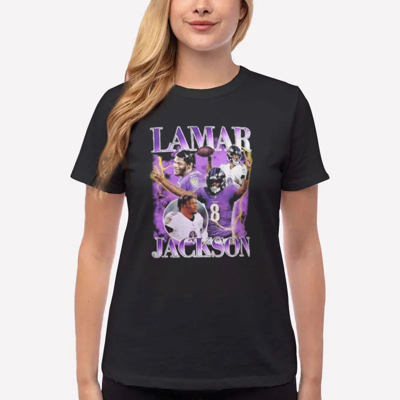 Women T Shirt Black Vintage Inspired Lamar Jackson Sweatshirt