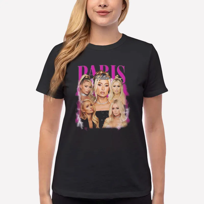 Women T Shirt Black Vintage Inspired Paris Hilton T Shirt