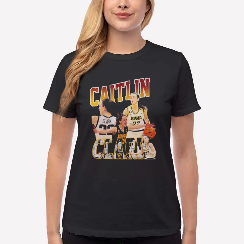 Women T Shirt Black Vintage Iowa Hawkeyes Caitlin Clark Sweatshirt