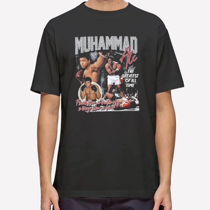 Mens T Shirt Black Float Like A Butterfly Muhammad Ali Hoodie