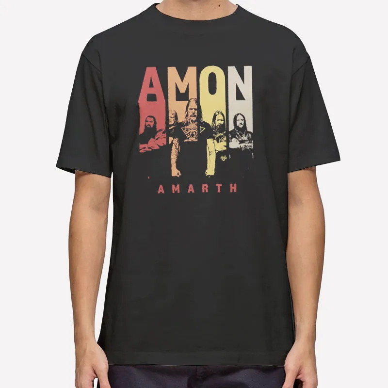 Mens T Shirt Black Retro Vintage Band Amon Amarth Hoodie