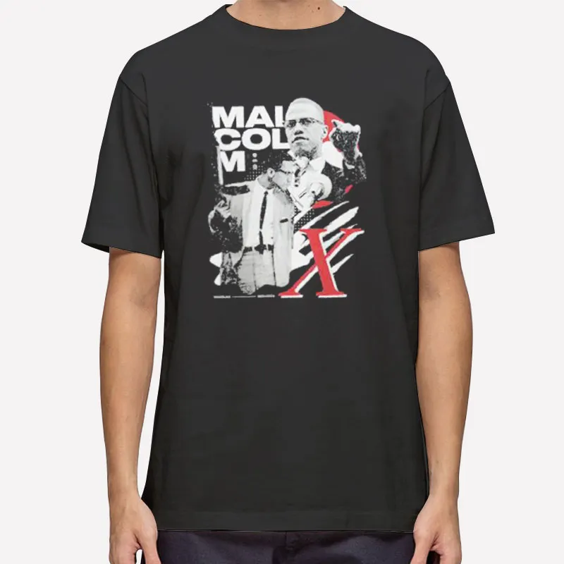 Mens T Shirt Black Retro Vintage Malcolm X Hoodie