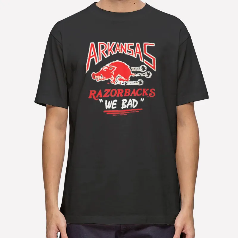Mens T Shirt Black We Bad Arkansas Razorback Hoodies