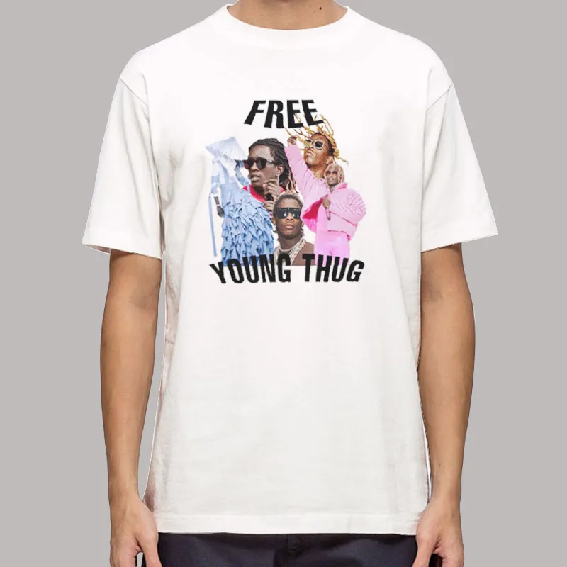 Mens T Shirt White Retro Vintage Free Young Thug Hoodie