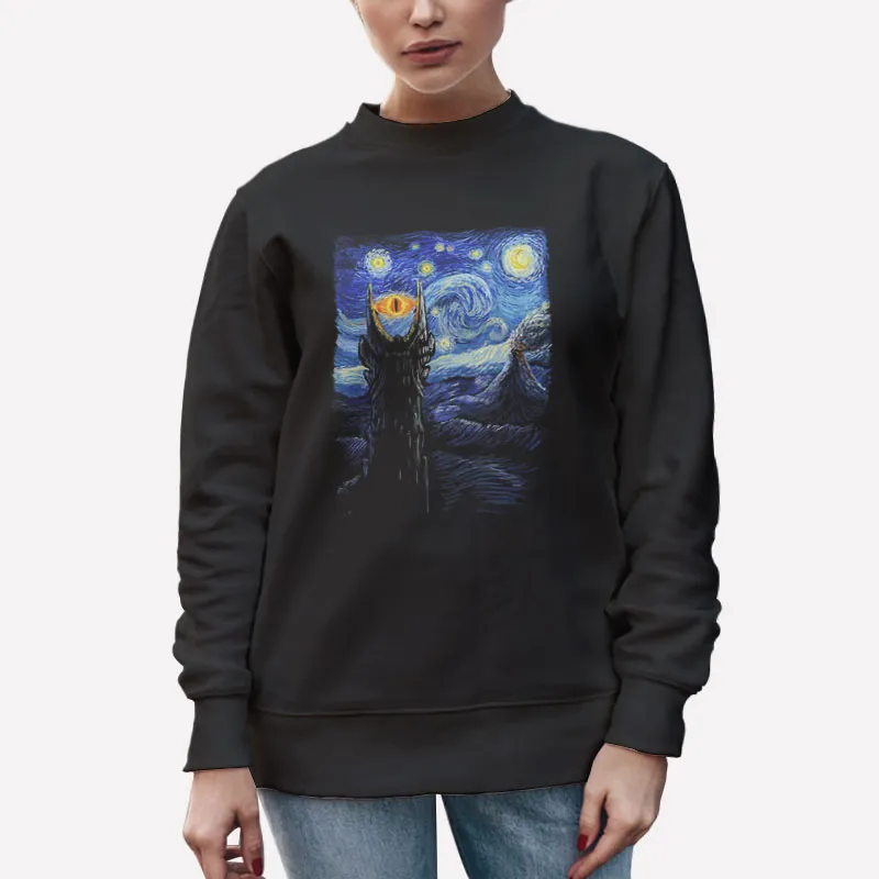 Unisex Sweatshirt Black Mordor Starry Night The Lord Of The Rings Shirt