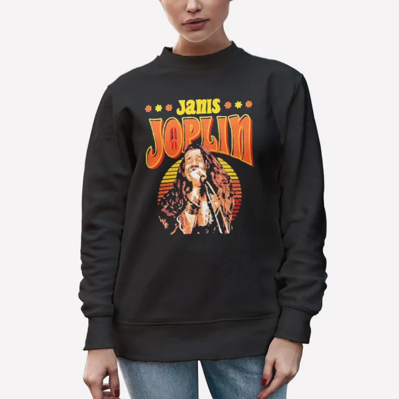 Unisex Sweatshirt Black Retro Vintage Janis Joplin T Shirt