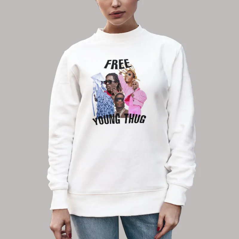 Unisex Sweatshirt White Retro Vintage Free Young Thug Hoodie