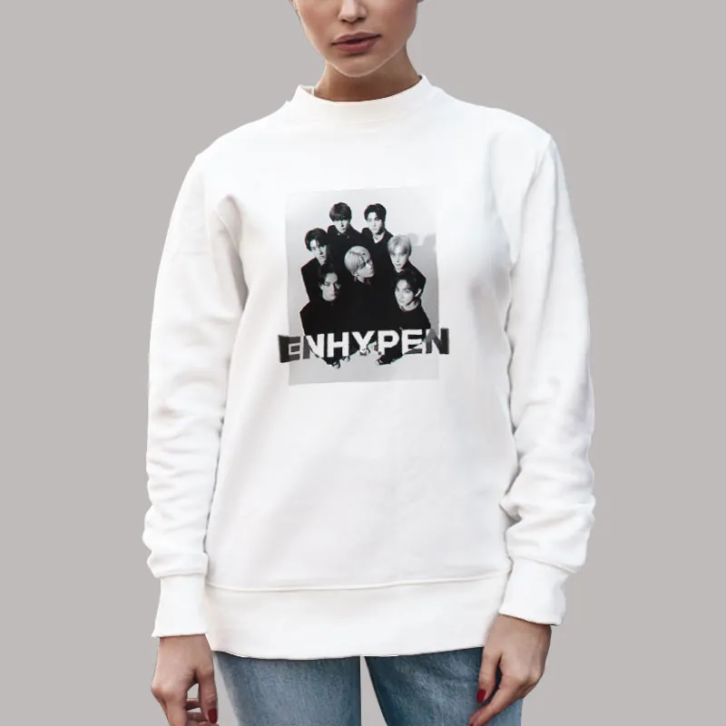 Unisex Sweatshirt White Vintage Kpop Boy Group Enhypen Hoodie