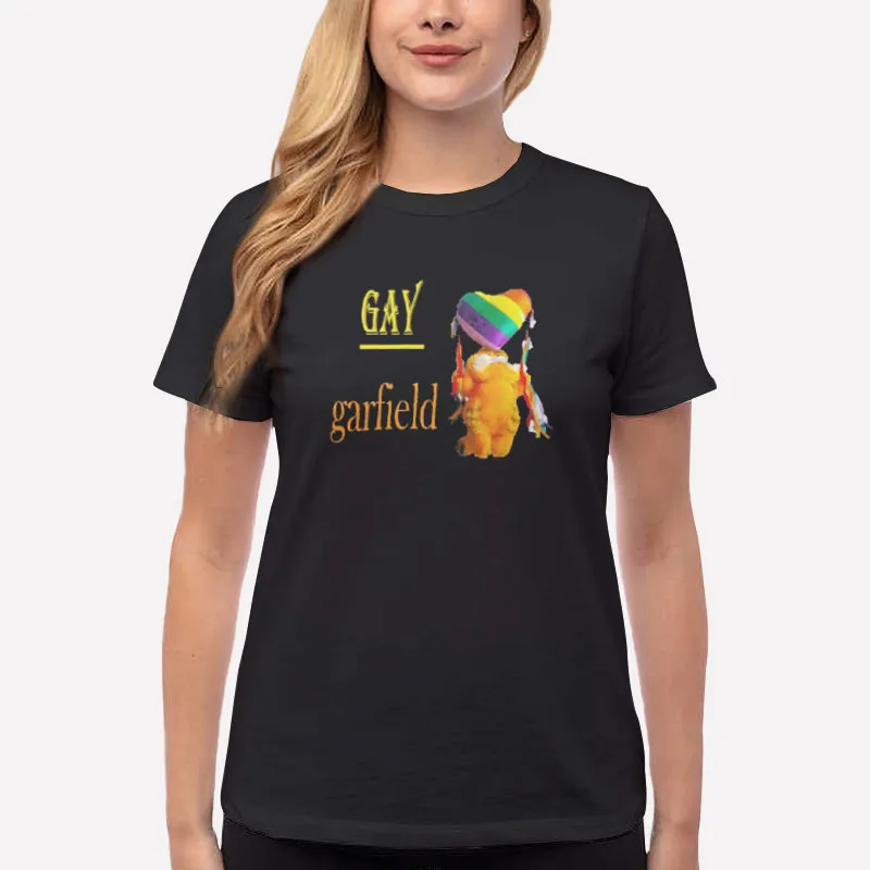 Women T Shirt Black Retro Vintage Gay Garfield Shirt