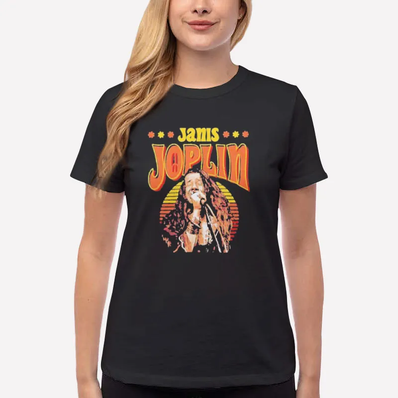 Women T Shirt Black Retro Vintage Janis Joplin T Shirt