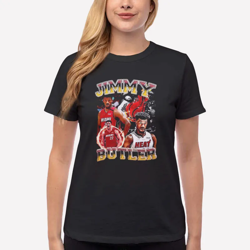 Women T Shirt Black Retro Vintage Jimmy Butler Miami Heat T Shirt