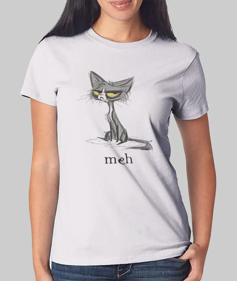 Women T Shirt Retro Vintage Siamese Cat Meh T Shirt