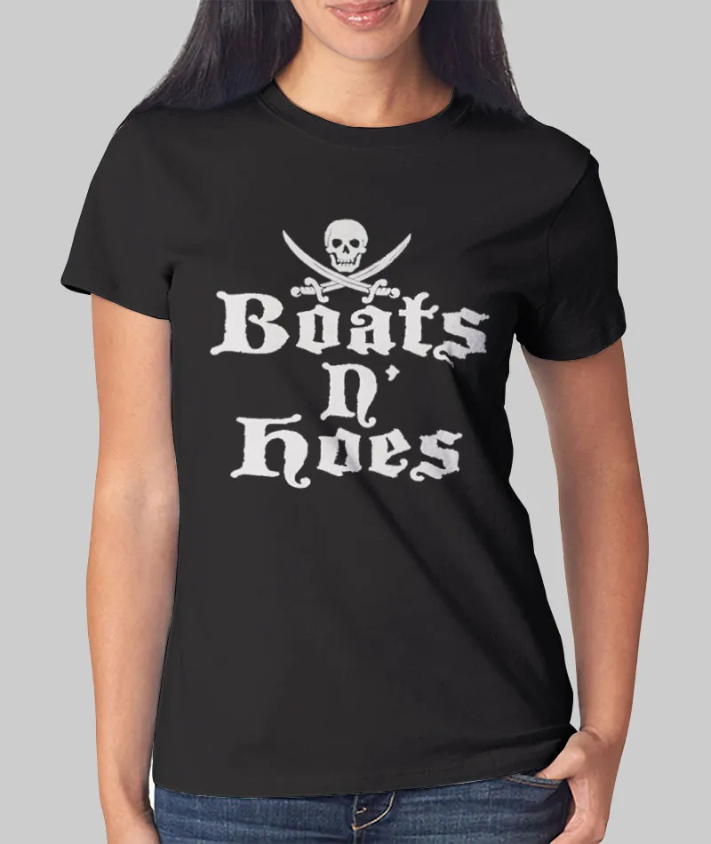 Women T Shirt Retro Vintage Skull Boats N' Hoes T Shirt