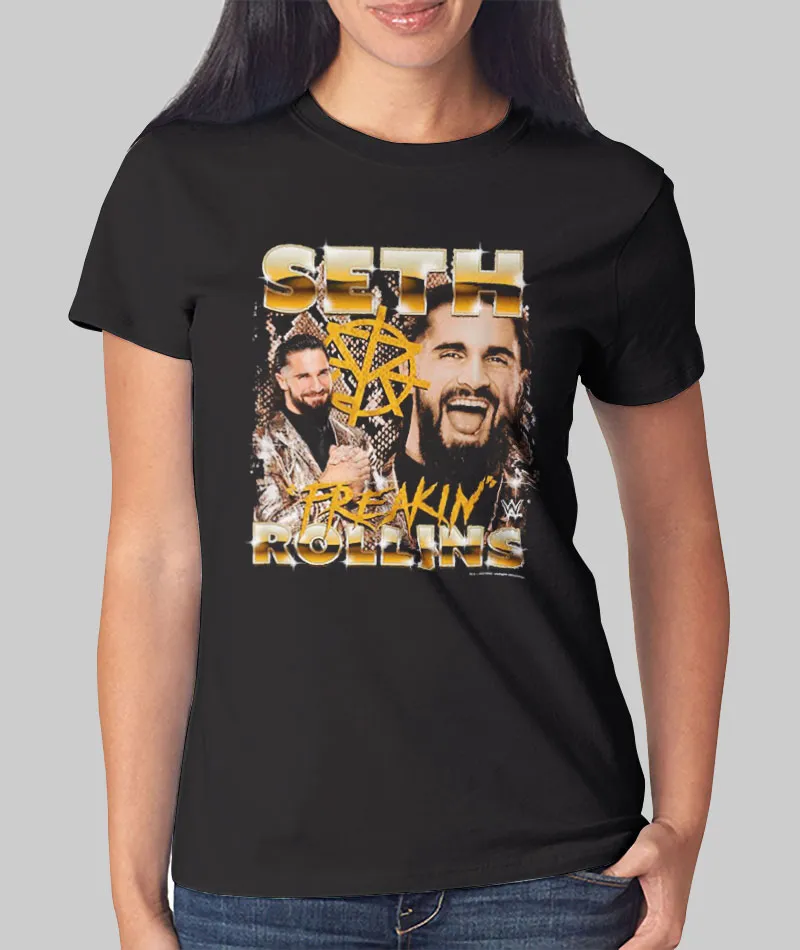 Women T Shirt Wwe Seth Freakin Rollins Shiny Golden Shirt