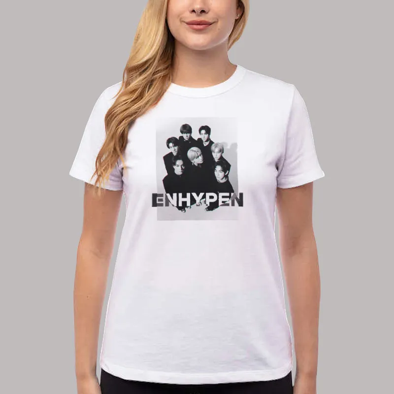 Women T Shirt White Vintage Kpop Boy Group Enhypen Hoodie