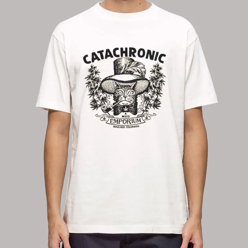 Funny Cat Marijuana Smoking Weed Catachronic T Shirt