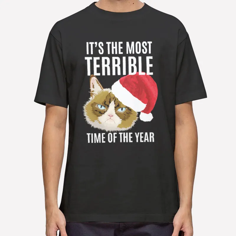Mens T Shirt Black Grumpy Cat Hates Christmas Sweatshirt