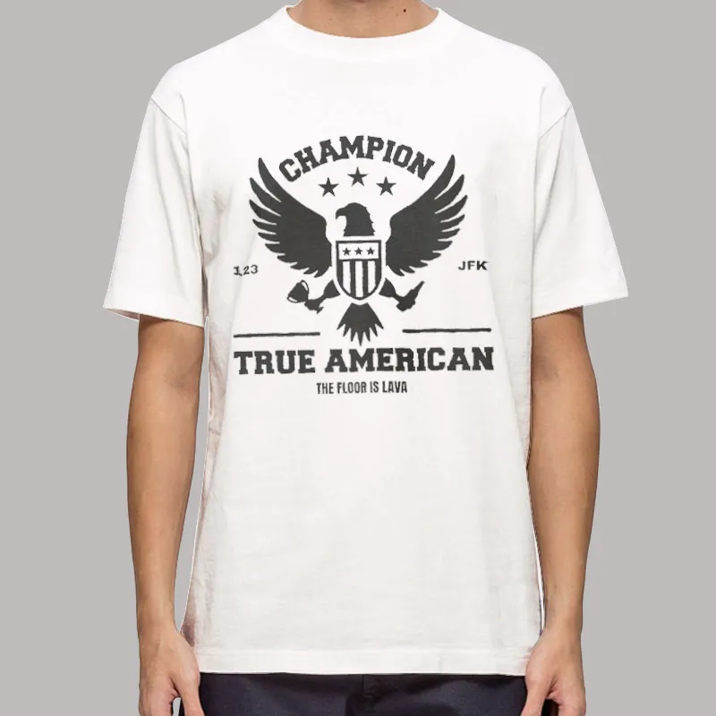 Mens T Shirt White The Floor Is Lava True American Sweatshirt