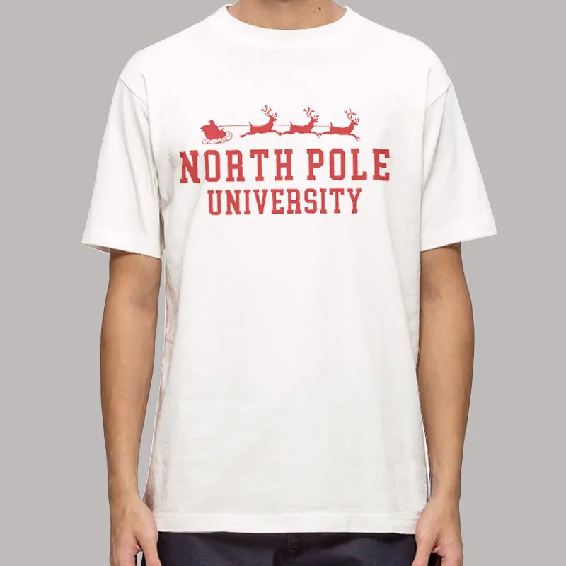 Mens T Shirt White Vintage North Pole University Sweatshirt