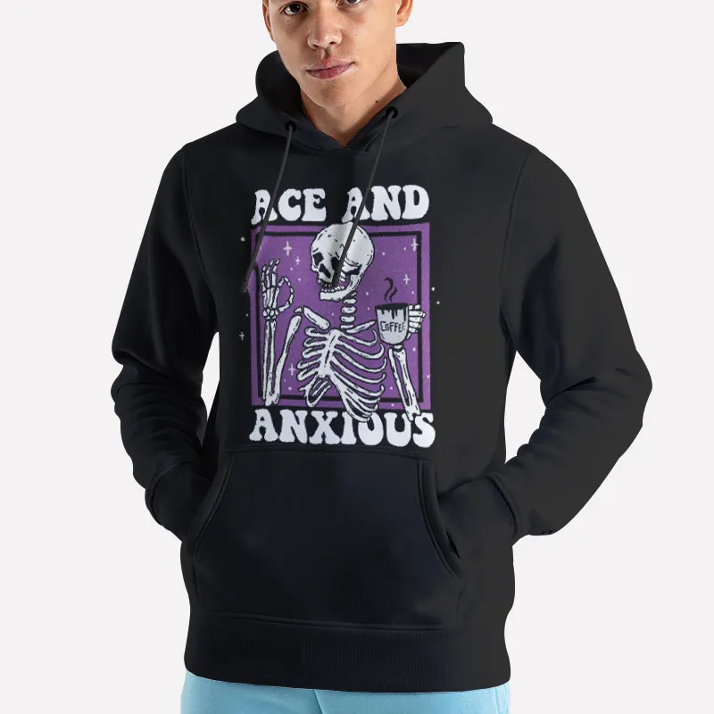 Unisex Hoodie Black Ace And Anxious Asexual Skeleton Coffee Lgbtq Shirt
