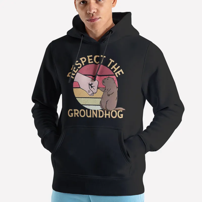 Unisex Hoodie Black Respect The Groundhog Woodchuck Shirt