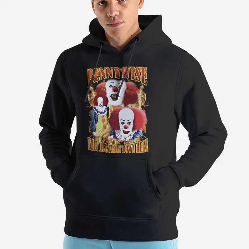 Unisex Hoodie Black They All Float Down Here Pennywise T Shirt