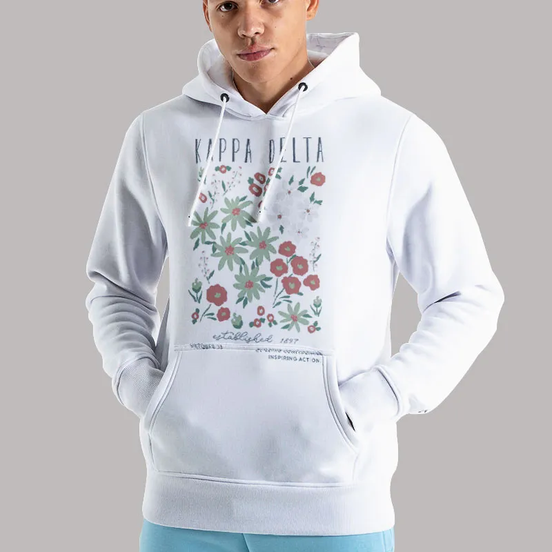 Unisex Hoodie White Kappa Delta Flower Market Sweatshirt