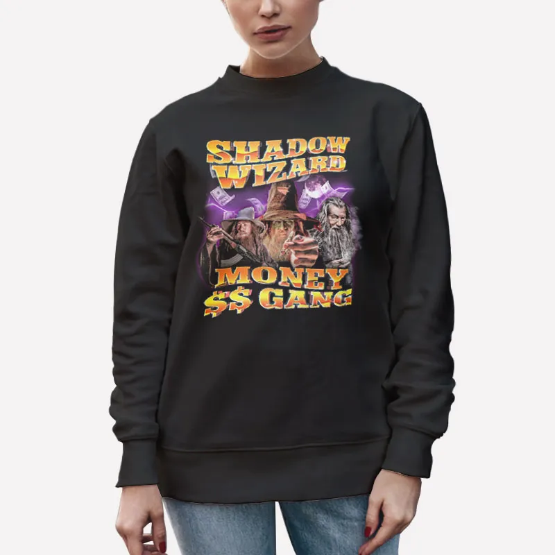 Unisex Sweatshirt Black 90s Vintage Shadow Wizard Money Gang Shirt