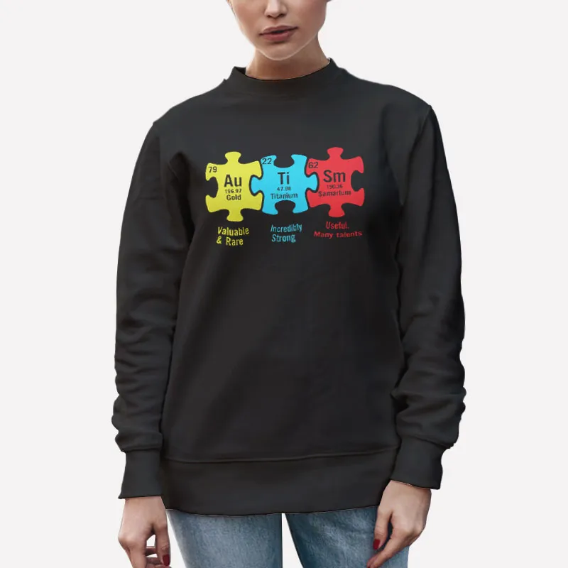 Unisex Sweatshirt Black Autism Awareness Puzzle Piece Shirt