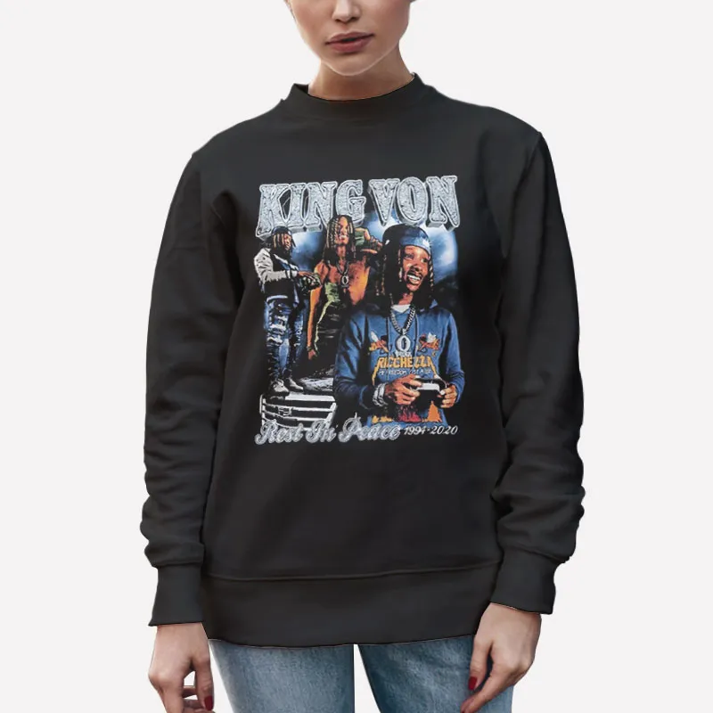 Unisex Sweatshirt Black Retro Vintage Rest In Peace King Von Shirt